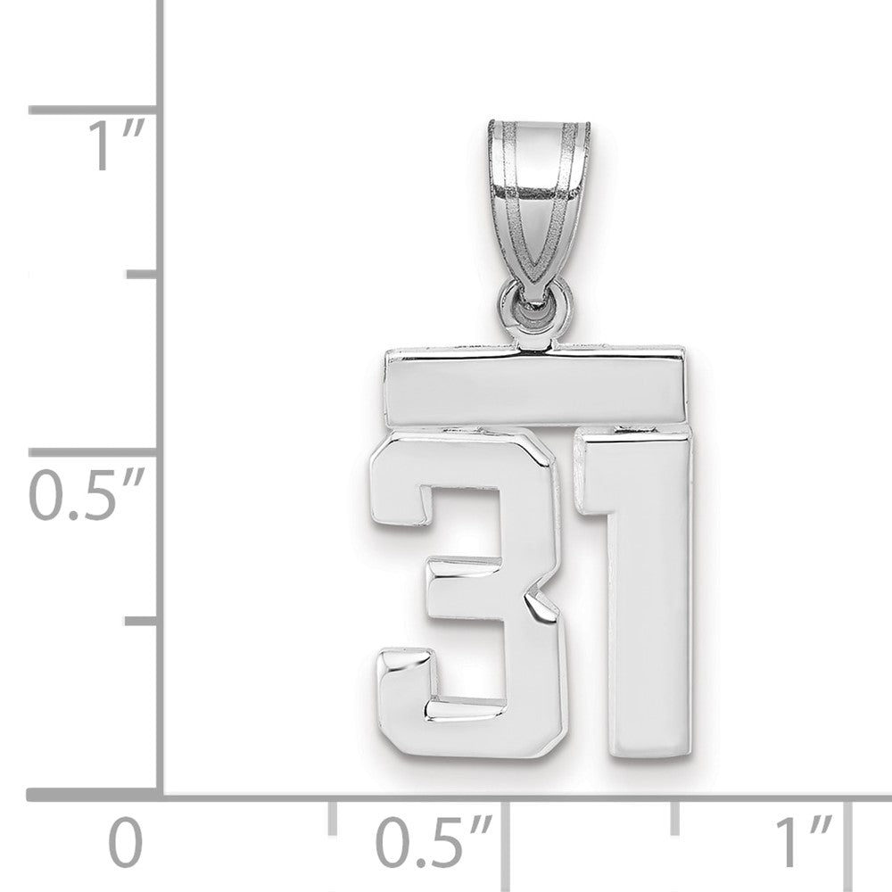 14K Weißgold kleiner polierter Zahl-31-Charm