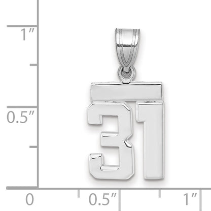 14K Weißgold kleiner polierter Zahl-31-Charm