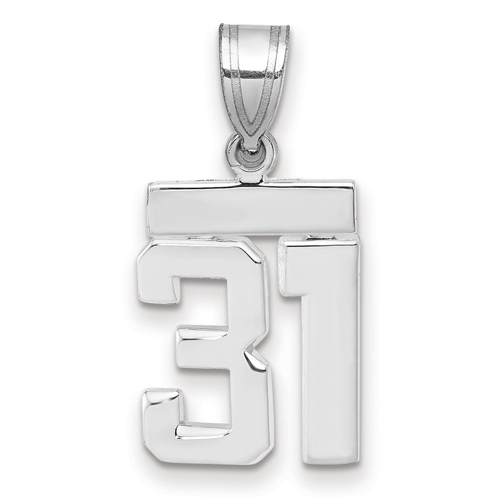 14K Weißgold kleiner polierter Zahl-31-Charm