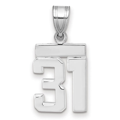 14K Weißgold kleiner polierter Zahl-31-Charm