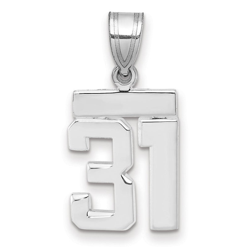 14K Weißgold kleiner polierter Zahl-31-Charm