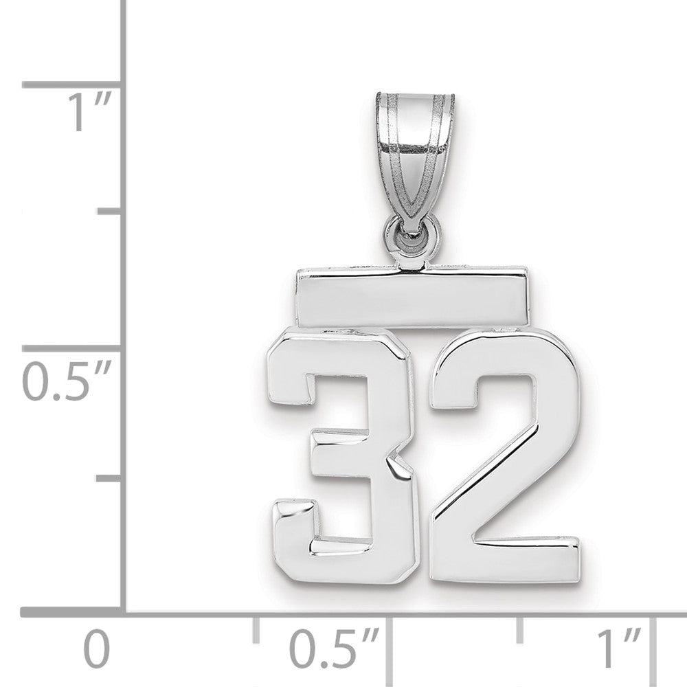 14K Weißgold kleiner polierter Charm Zahl 32