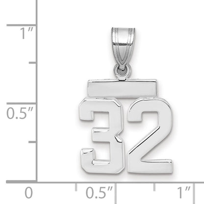14K Weißgold kleiner polierter Charm Zahl 32