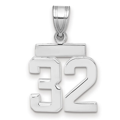 14K Weißgold kleiner polierter Charm Zahl 32