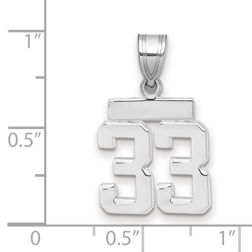 14K Weißgold kleiner polierter Charm Zahl 33