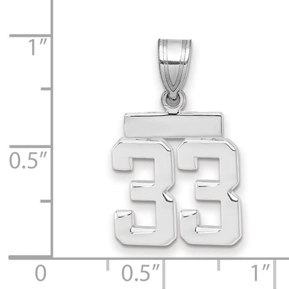 14K Weißgold kleiner polierter Charm Zahl 33