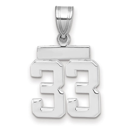 14K Weißgold kleiner polierter Charm Zahl 33