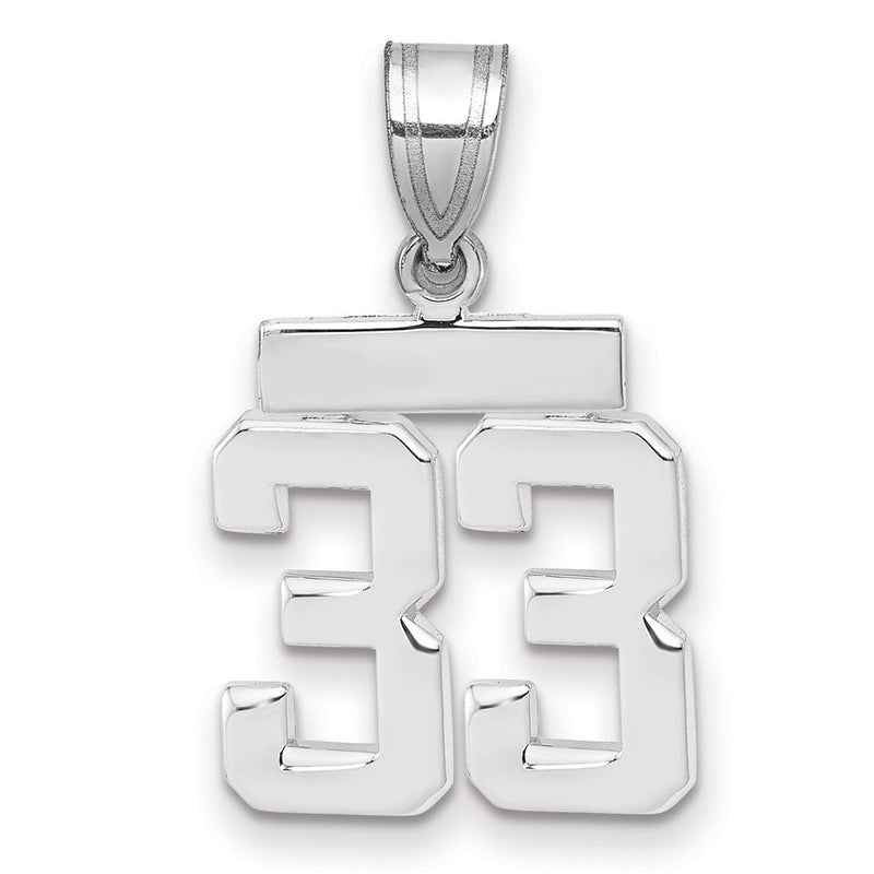 14K Weißgold kleiner polierter Charm Zahl 33