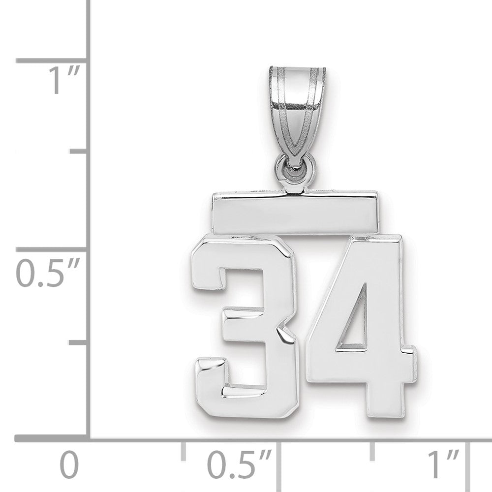 14K Weißgold kleiner polierter Zahl-34-Charm