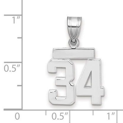 14K Weißgold kleiner polierter Zahl-34-Charm