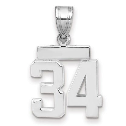 14K Weißgold kleiner polierter Zahl-34-Charm