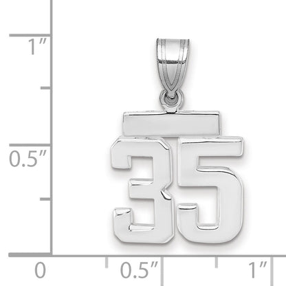 14K Weißgold Kleiner Polierter Zahlen-Charm "35