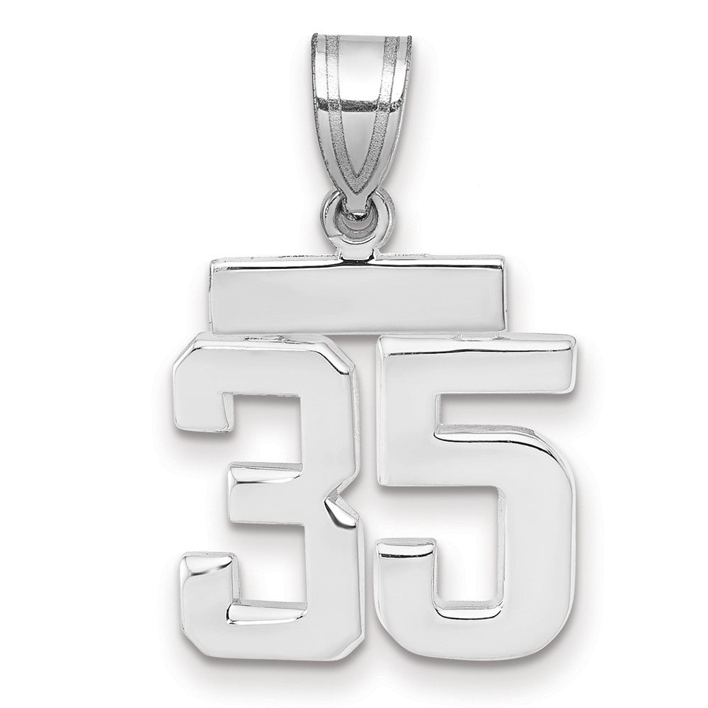 14K Weißgold Kleiner Polierter Zahlen-Charm "35