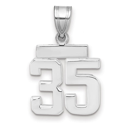 14K Weißgold Kleiner Polierter Zahlen-Charm "35