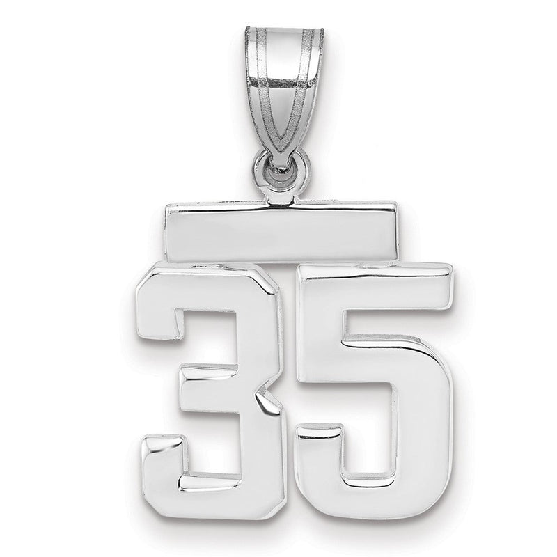 14K Weißgold Kleiner Polierter Zahlen-Charm "35