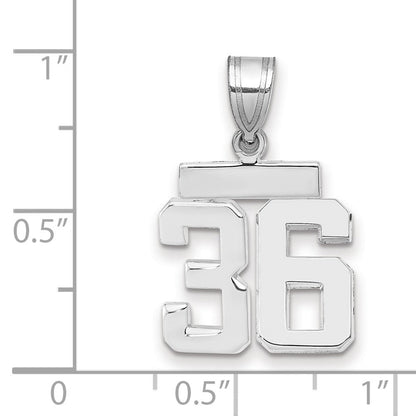 14K Weißgold kleiner polierter Charm „Zahl 36“