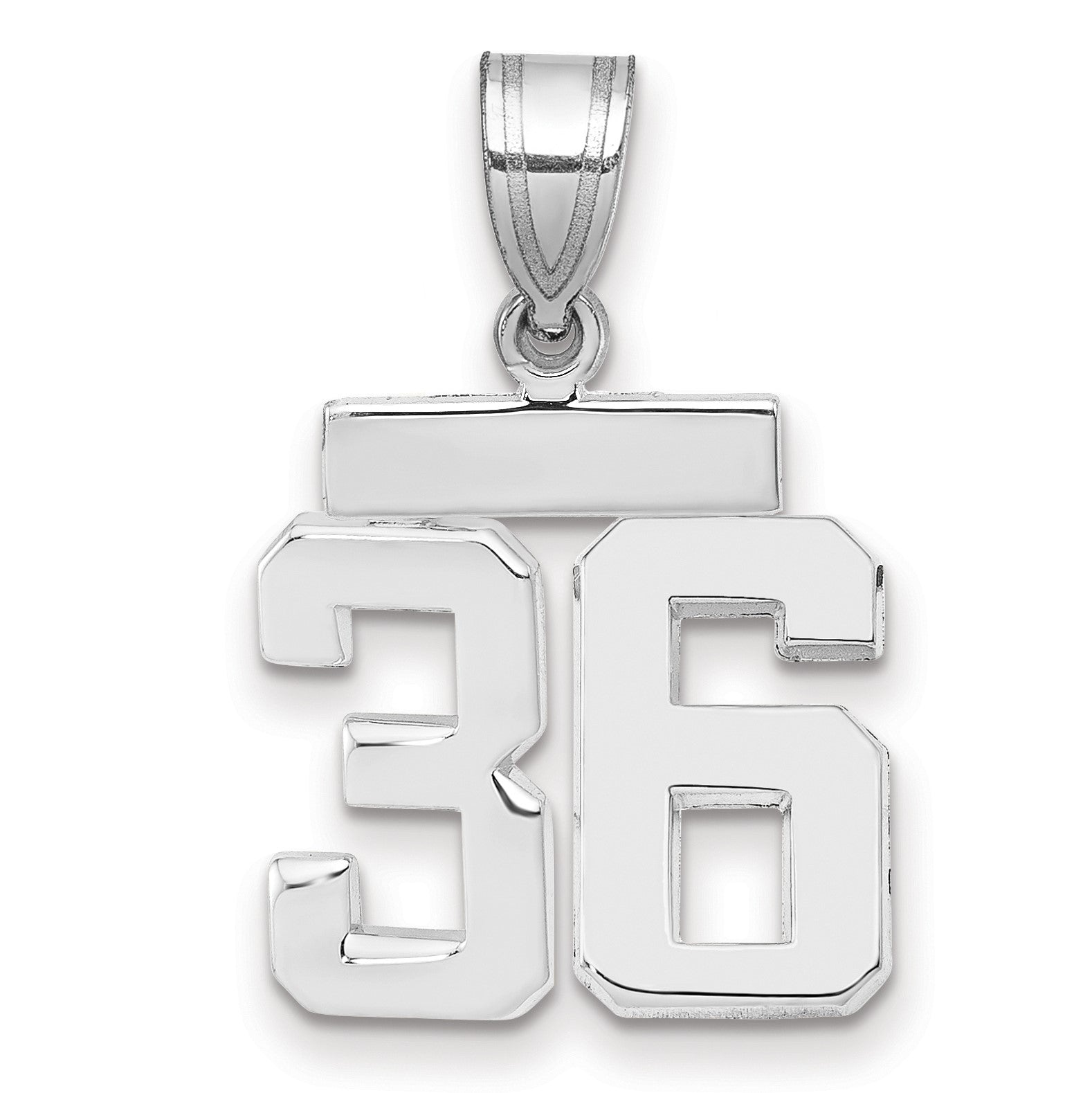 14K Weißgold kleiner polierter Charm „Zahl 36“
