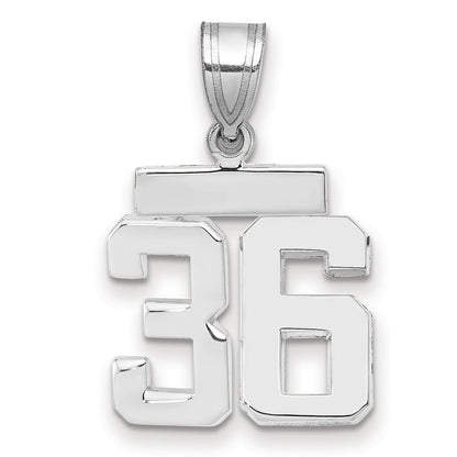 14K Weißgold kleiner polierter Charm „Zahl 36“