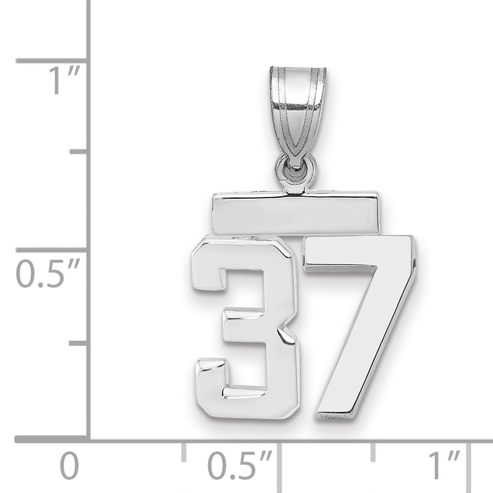14K Weißgold kleiner polierter Zahl-37-Charm