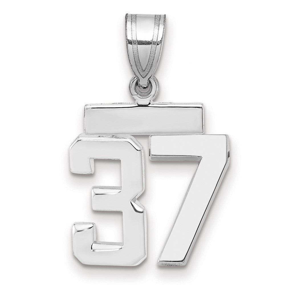 14K Weißgold kleiner polierter Zahl-37-Charm