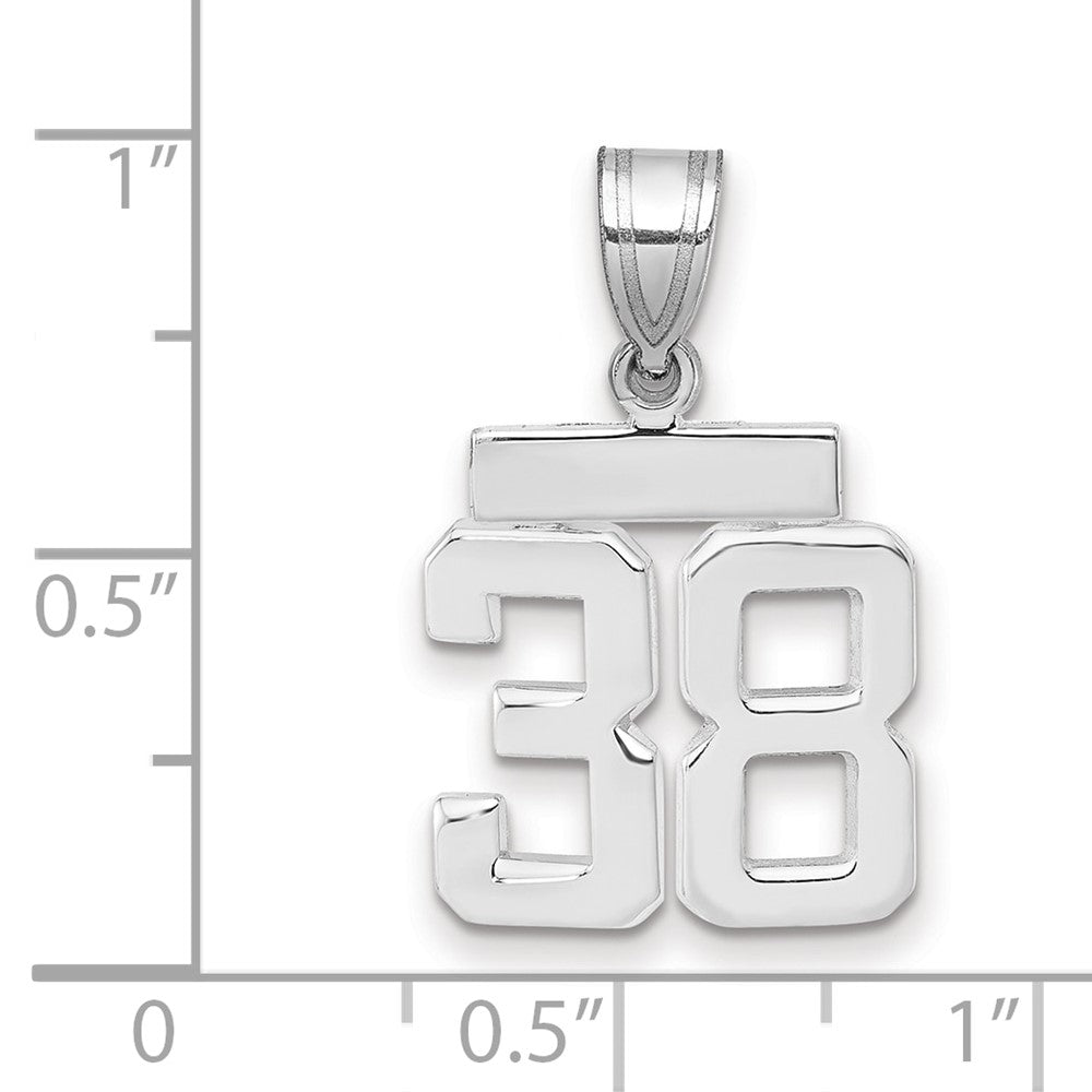 14K Weißgold Kleiner Polierter Charm „Zahl 38