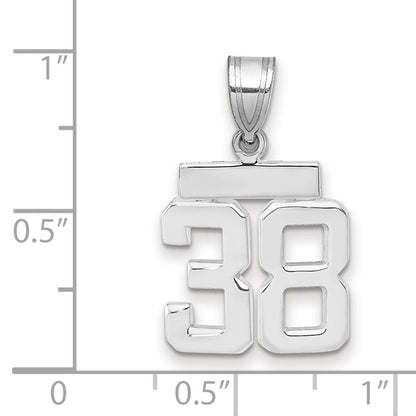 14K Weißgold Kleiner Polierter Charm „Zahl 38