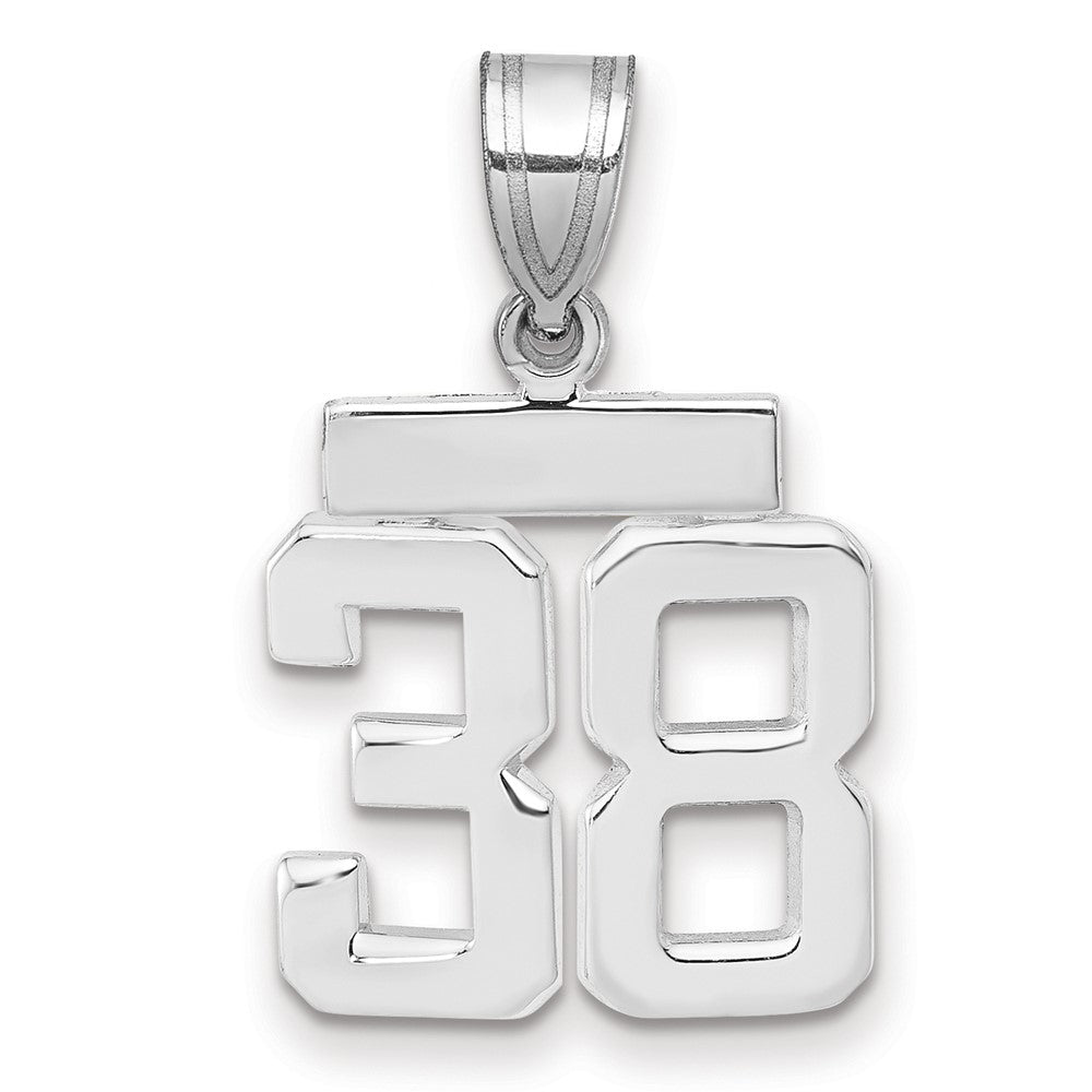 14K Weißgold Kleiner Polierter Charm „Zahl 38