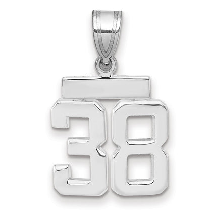 14K Weißgold Kleiner Polierter Charm „Zahl 38
