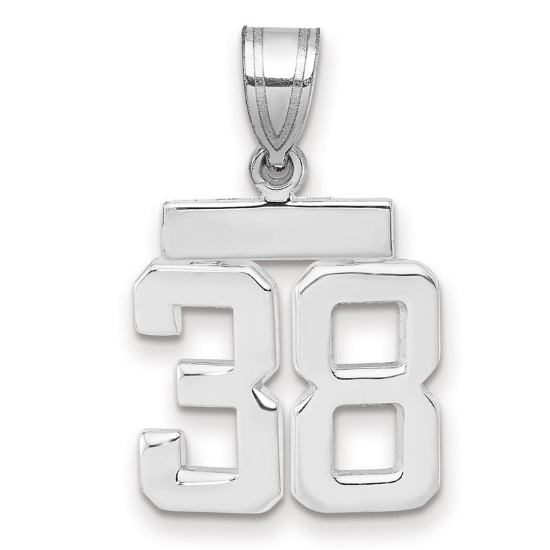 14K Weißgold Kleiner Polierter Charm „Zahl 38