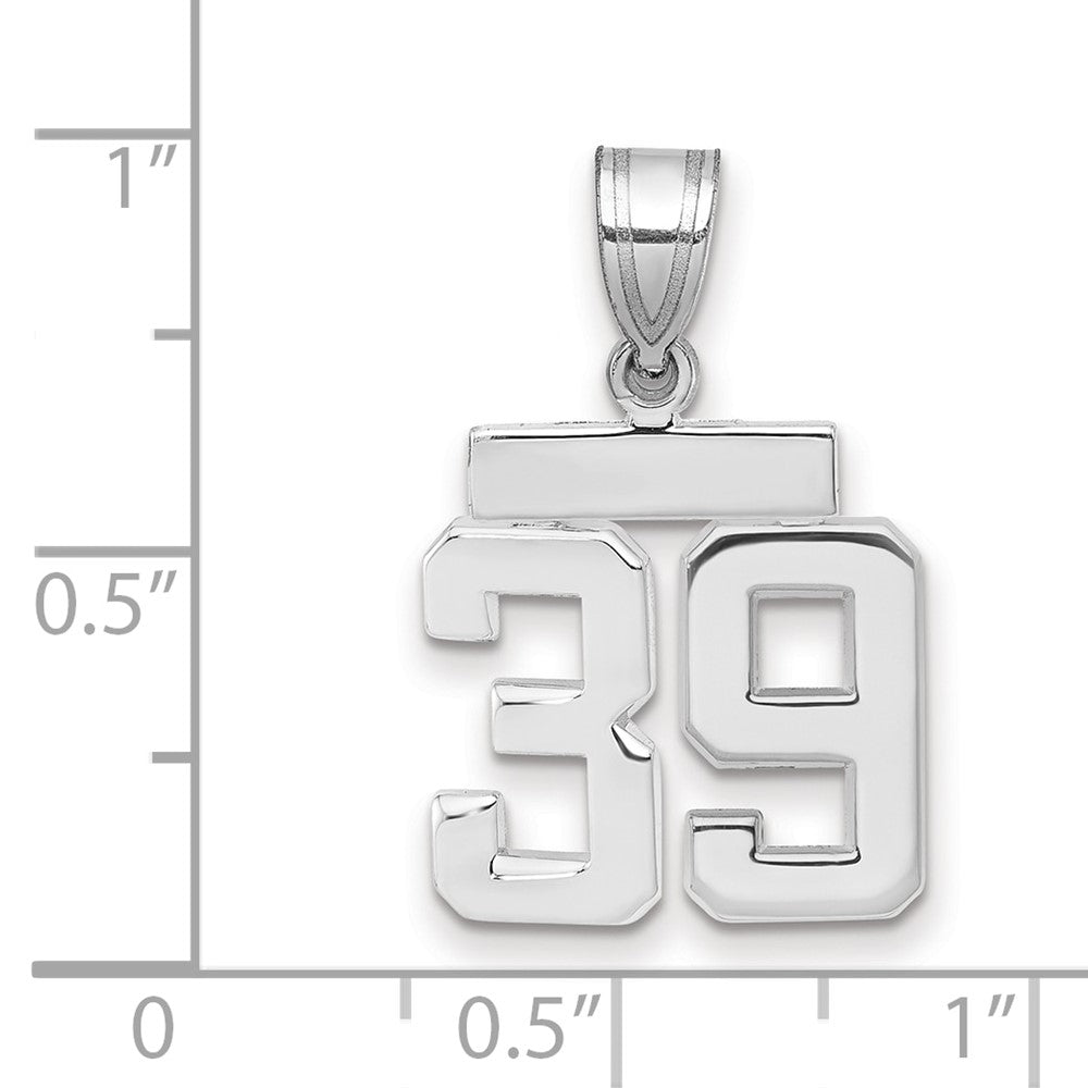14k Weißgold kleiner polierter Charm „Zahl 39“