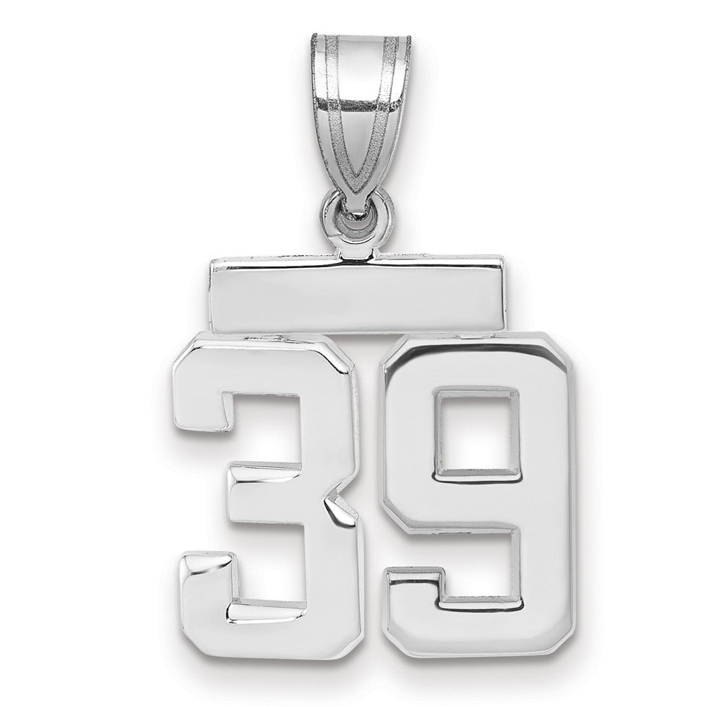 14k Weißgold kleiner polierter Charm „Zahl 39“