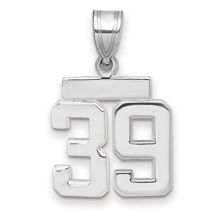 14k Weißgold kleiner polierter Charm „Zahl 39“