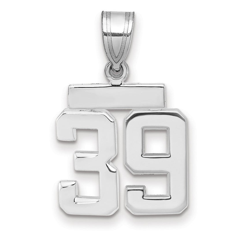 14k Weißgold kleiner polierter Charm „Zahl 39“
