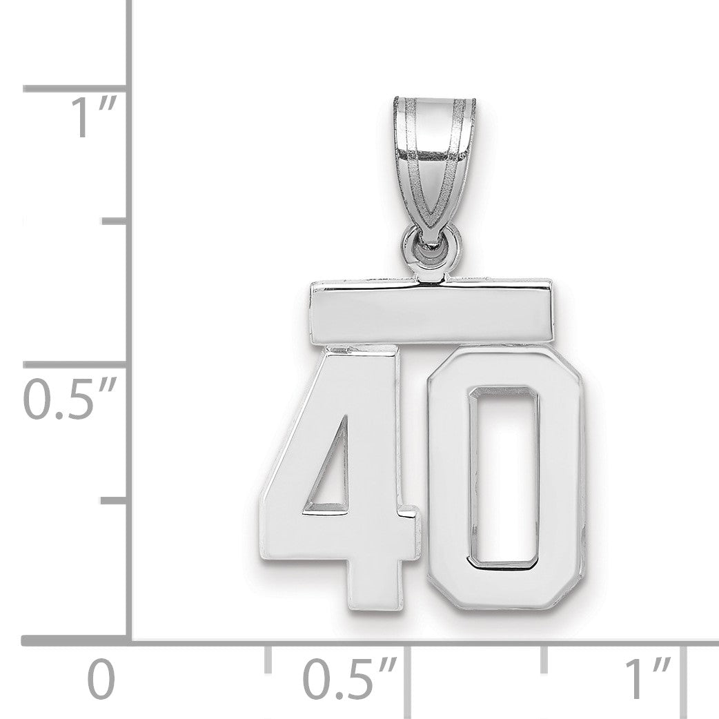 14K Weißgold kleiner polierter Charm mit Zahl 40