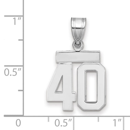 14K Weißgold kleiner polierter Charm mit Zahl 40