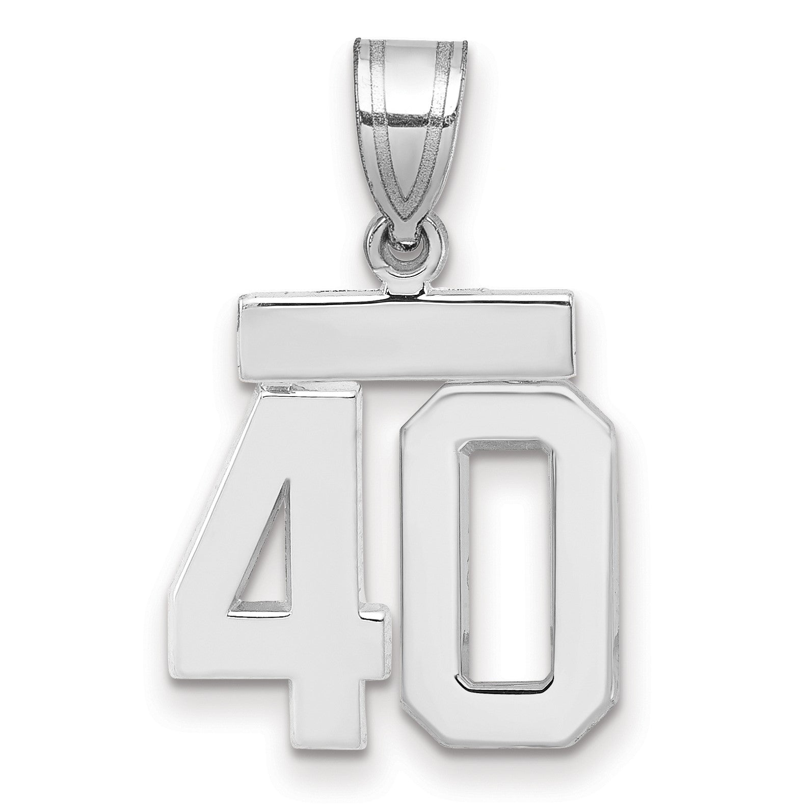 14K Weißgold kleiner polierter Charm mit Zahl 40
