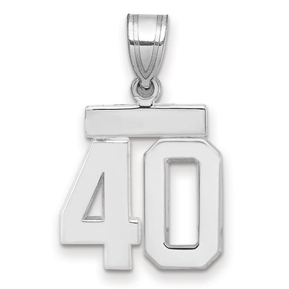 14K Weißgold kleiner polierter Charm mit Zahl 40