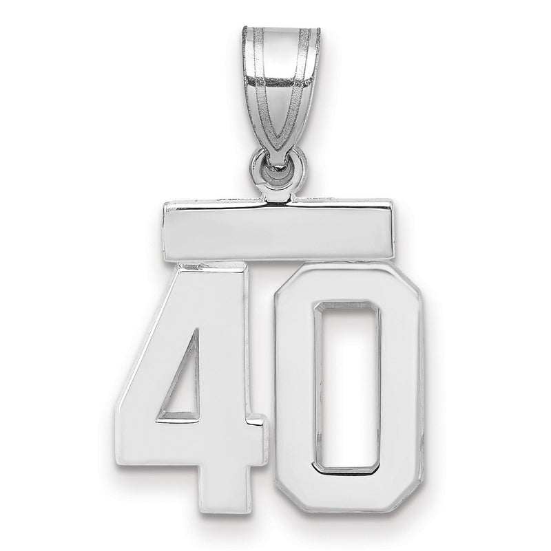 14K Weißgold kleiner polierter Charm mit Zahl 40