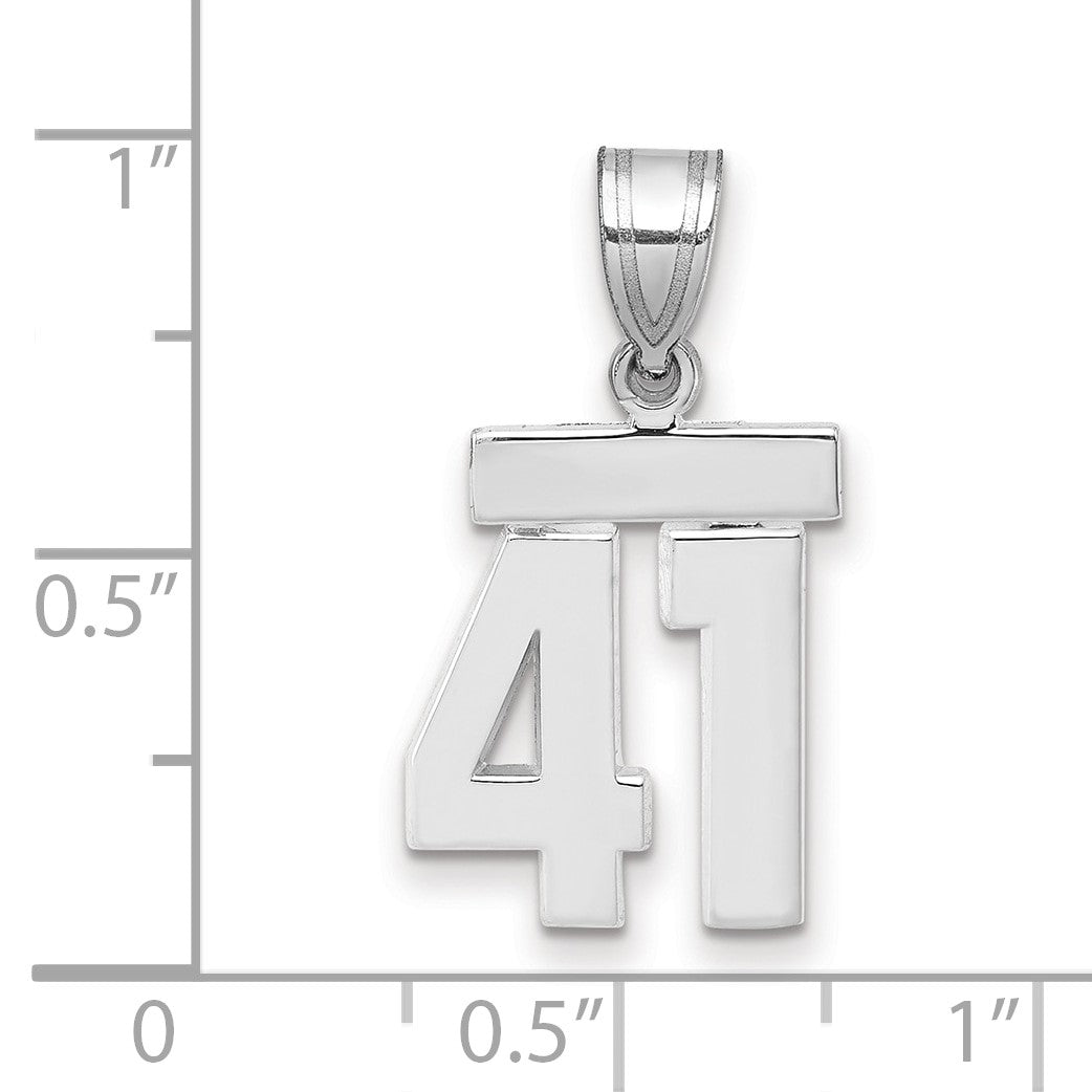 14K Weißgold kleiner polierter Charm Zahl 41