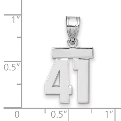 14K Weißgold kleiner polierter Charm Zahl 41