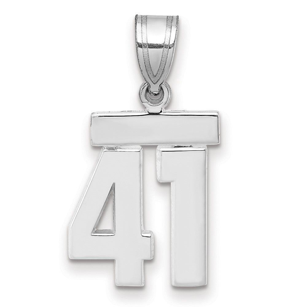 14K Weißgold kleiner polierter Charm Zahl 41