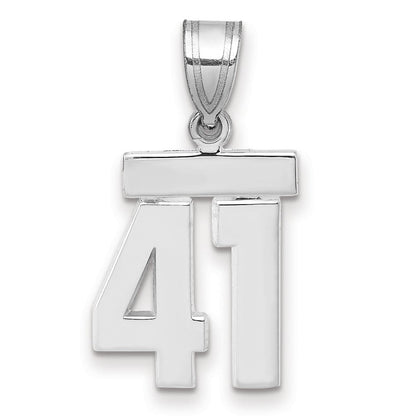 14K Weißgold kleiner polierter Charm Zahl 41