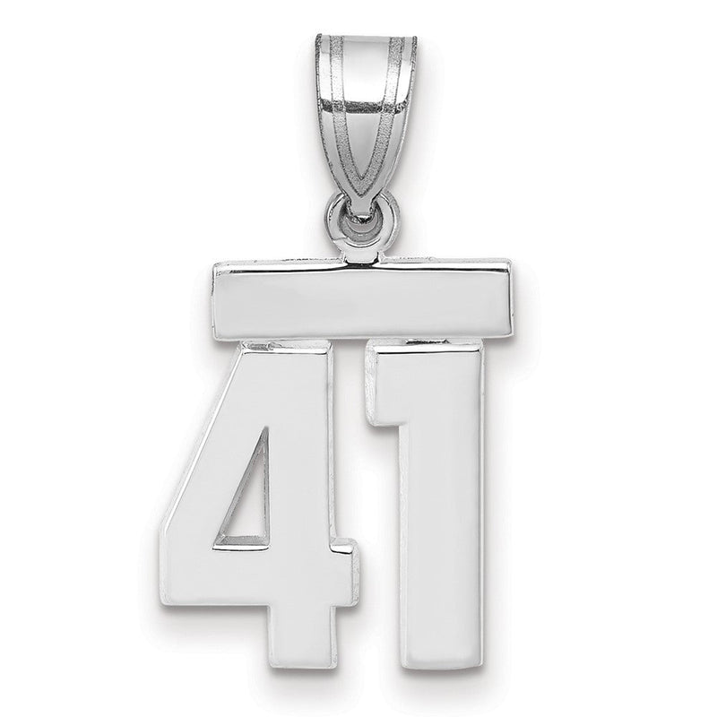 14K Weißgold kleiner polierter Charm Zahl 41
