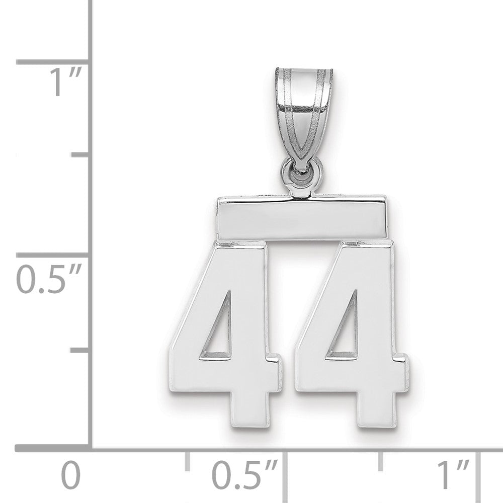 14K Weißgold Kleiner Polierter Charm Zahl 44
