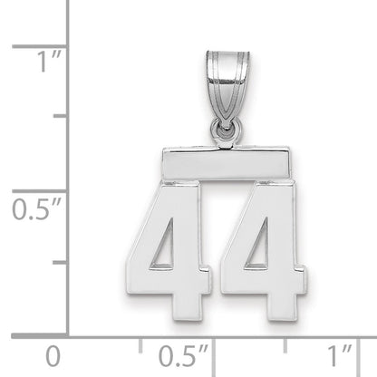 14K Weißgold Kleiner Polierter Charm Zahl 44
