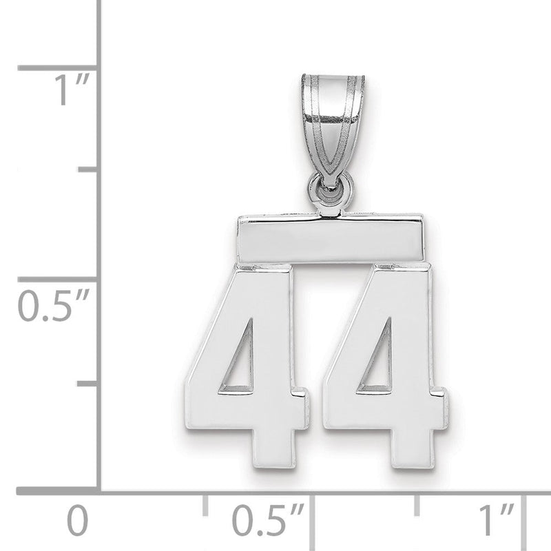 14K Weißgold Kleiner Polierter Charm Zahl 44