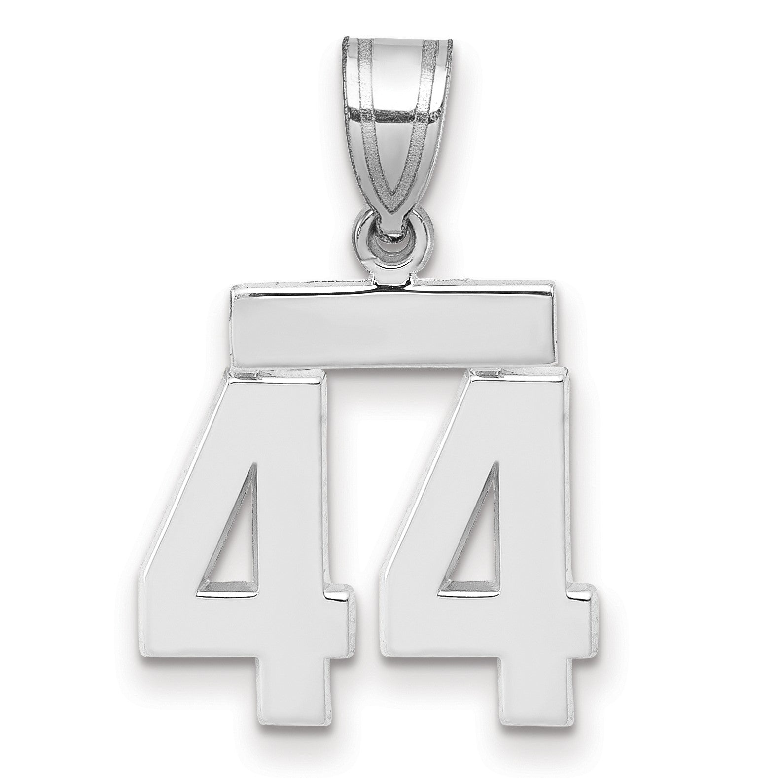 14K Weißgold Kleiner Polierter Charm Zahl 44