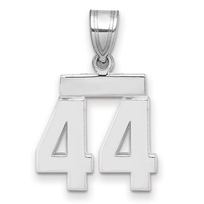 14K Weißgold Kleiner Polierter Charm Zahl 44