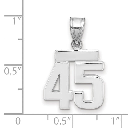 14K Weißgold kleiner polierter Charm mit Zahl 45