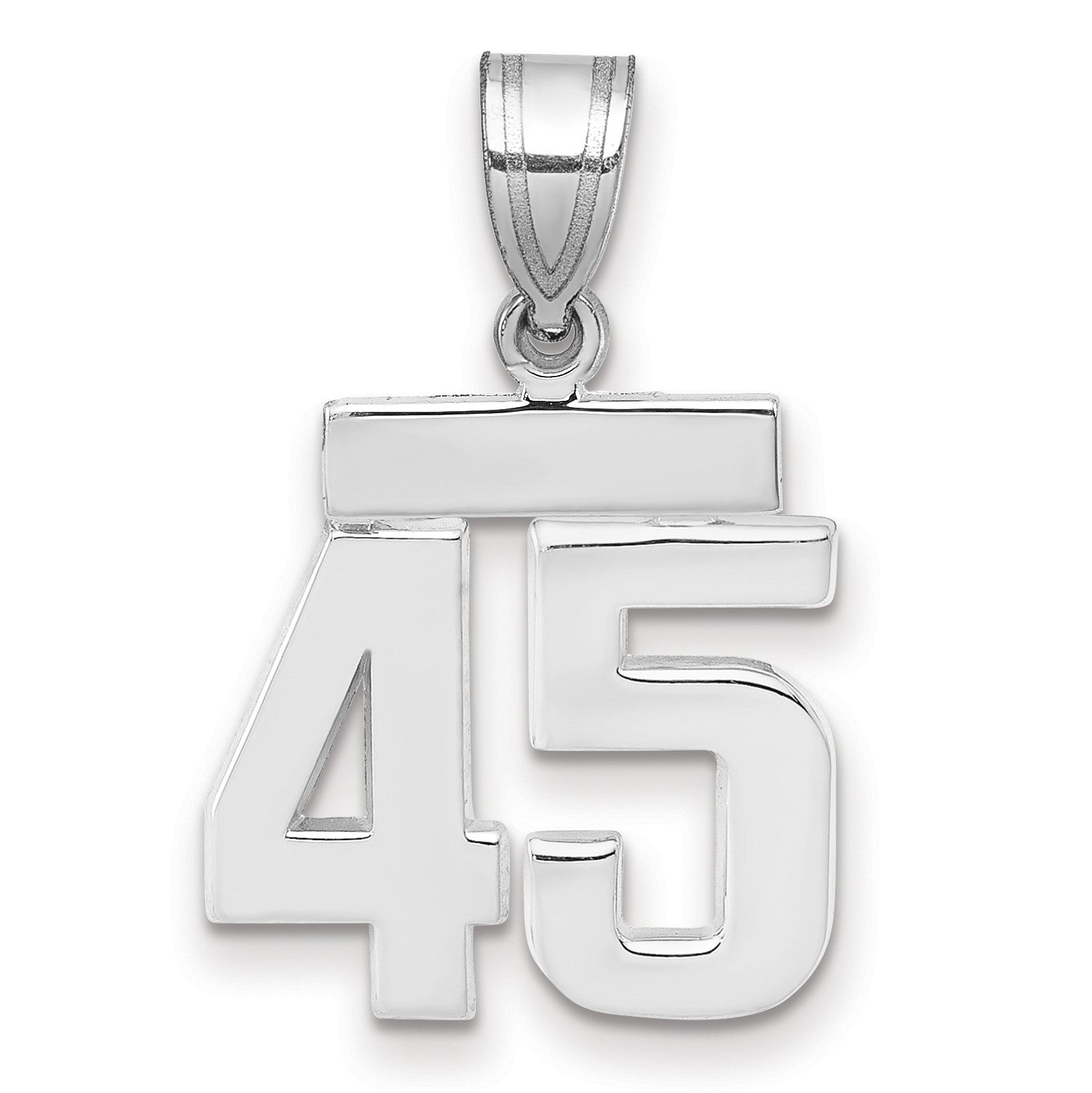 14K Weißgold kleiner polierter Charm mit Zahl 45